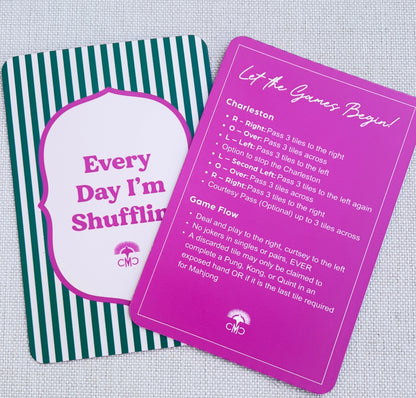 Mahjong Shufflers (set of 2), "Everyday I'm Shufflin", Hot Pink & Green