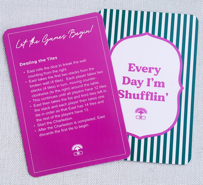 Mahjong Shufflers (set of 2), "Everyday I'm Shufflin", Hot Pink & Green