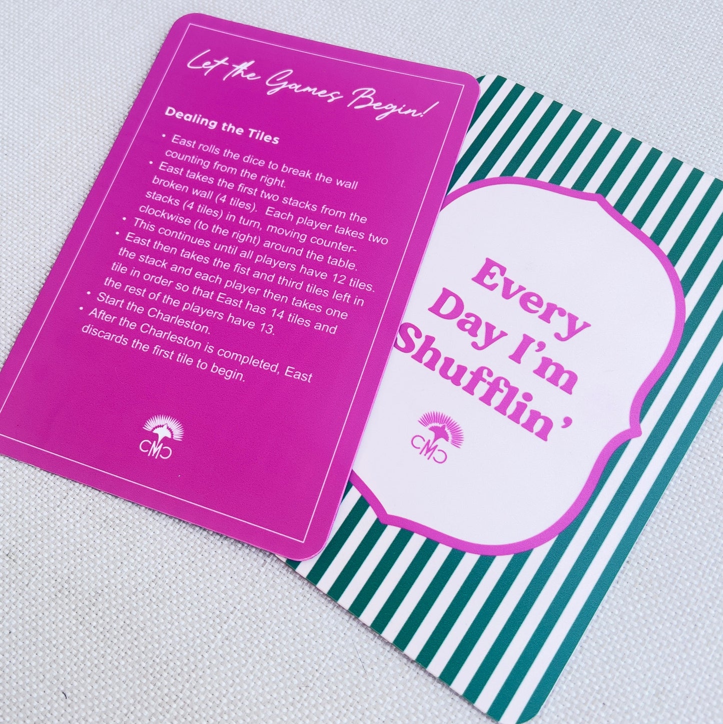 Mahjong Shufflers (set of 2), "Everyday I'm Shufflin", Hot Pink & Green
