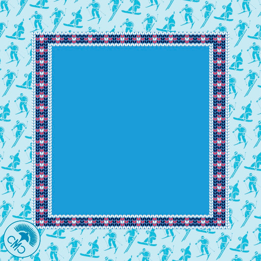 Ski Club Mat - Periwinkle Center & Teal Toile Border w/ Carrying Bag