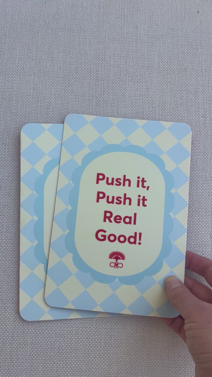 Mahjong Shufflers (set of 2) "Push It Real Good", Red & Light Blue